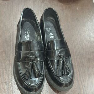 Jones New York Glossy Black Tassel Loafers